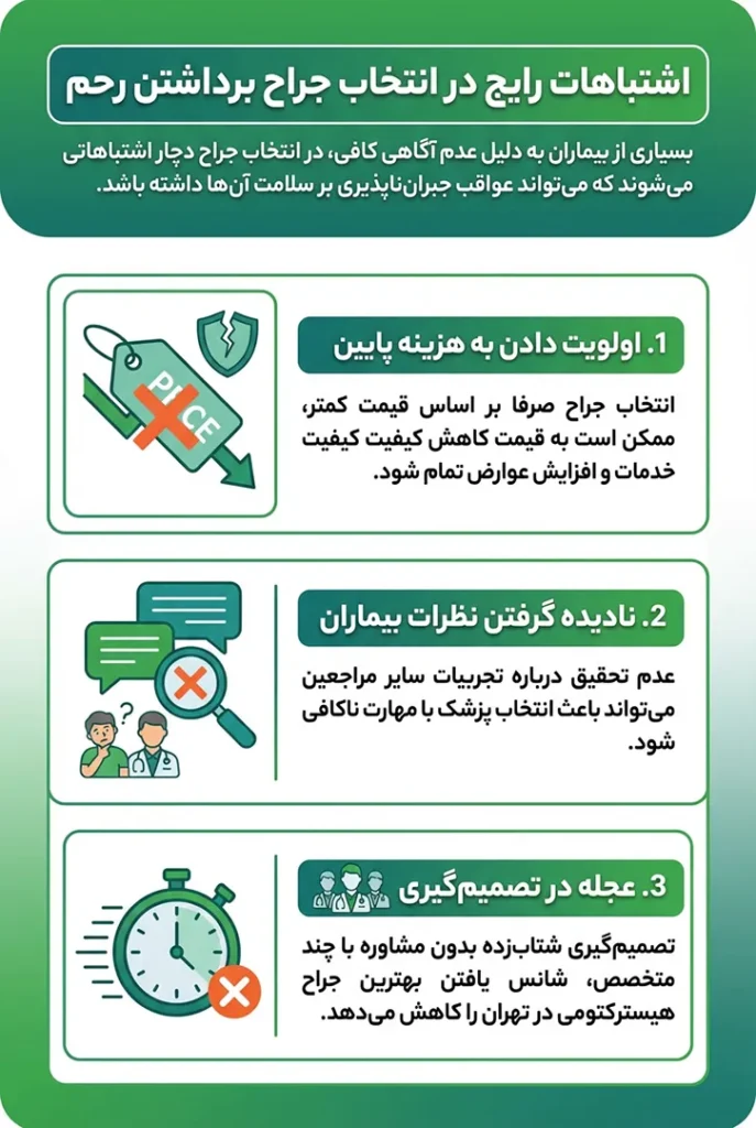اشتباهات رایج در انتخاب جراح هیسترکتومی