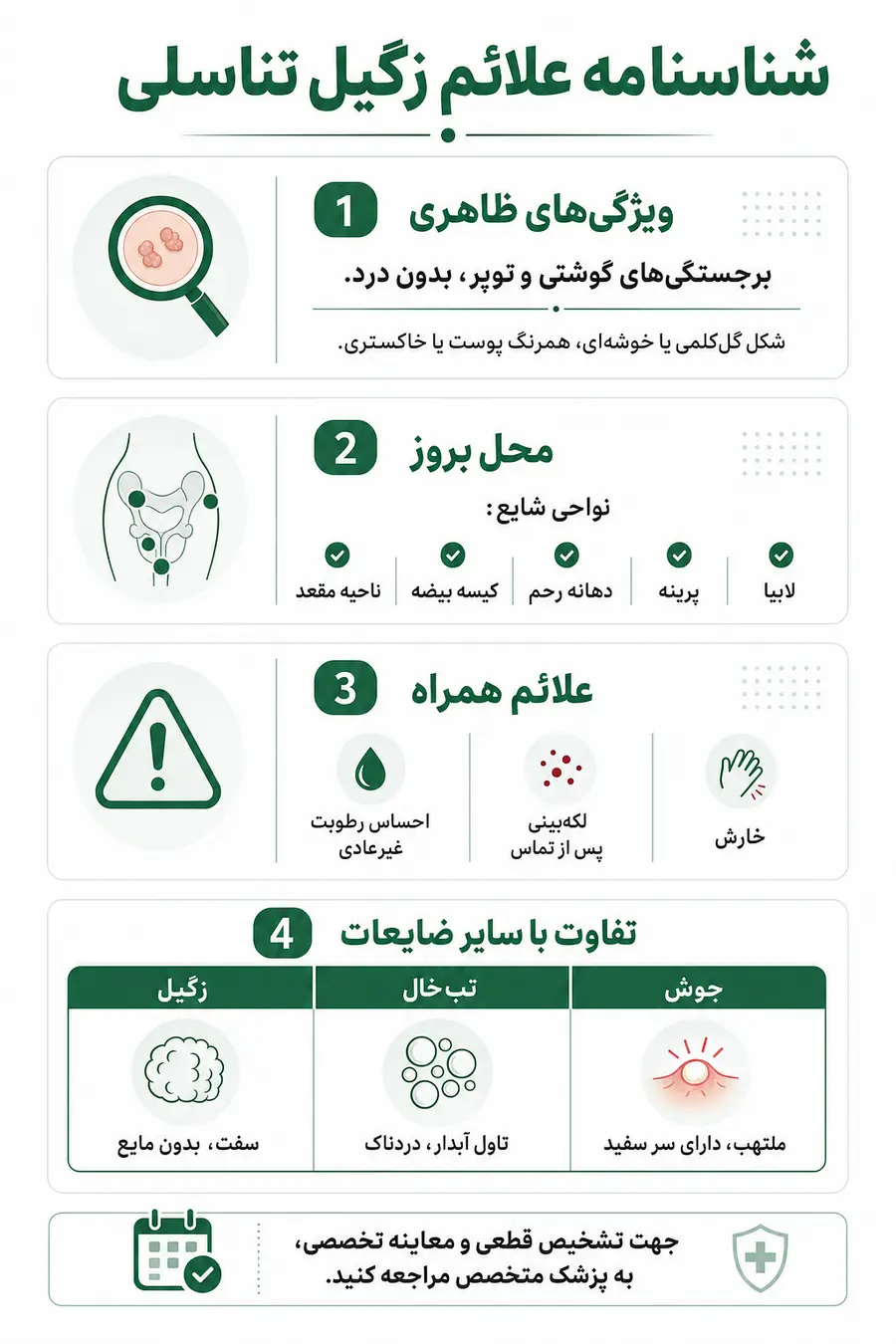 اینفوگرافیک - راهنمای علائم زگیل تناسلی