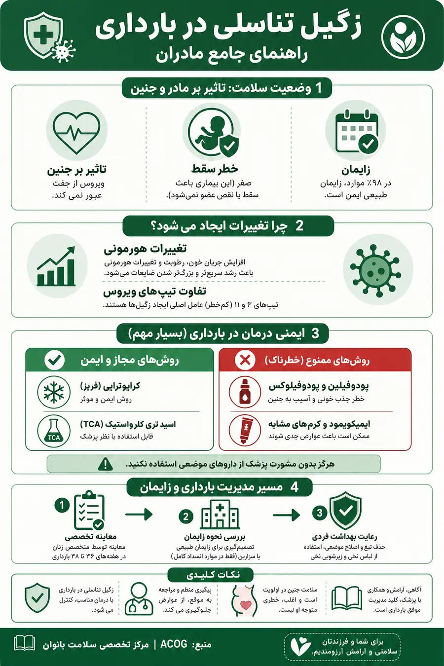 اینفوگرافیک - زگیل تناسلی در بارداری ؛ تاثیر بر مادر جنین + درمان