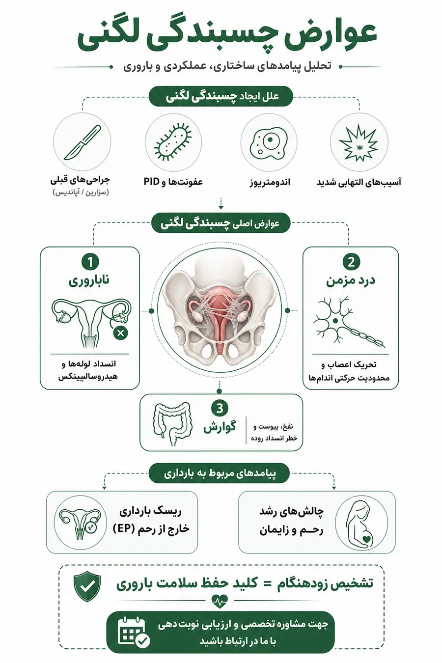 اینفوگرافیک عوارض چیسبندگی لگن 