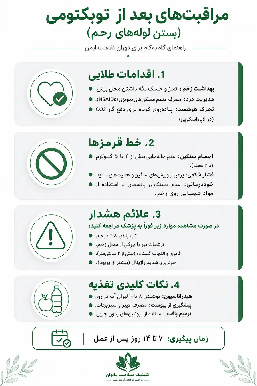 اینفوگرافیک - مراقبت بعد از توبکتومی