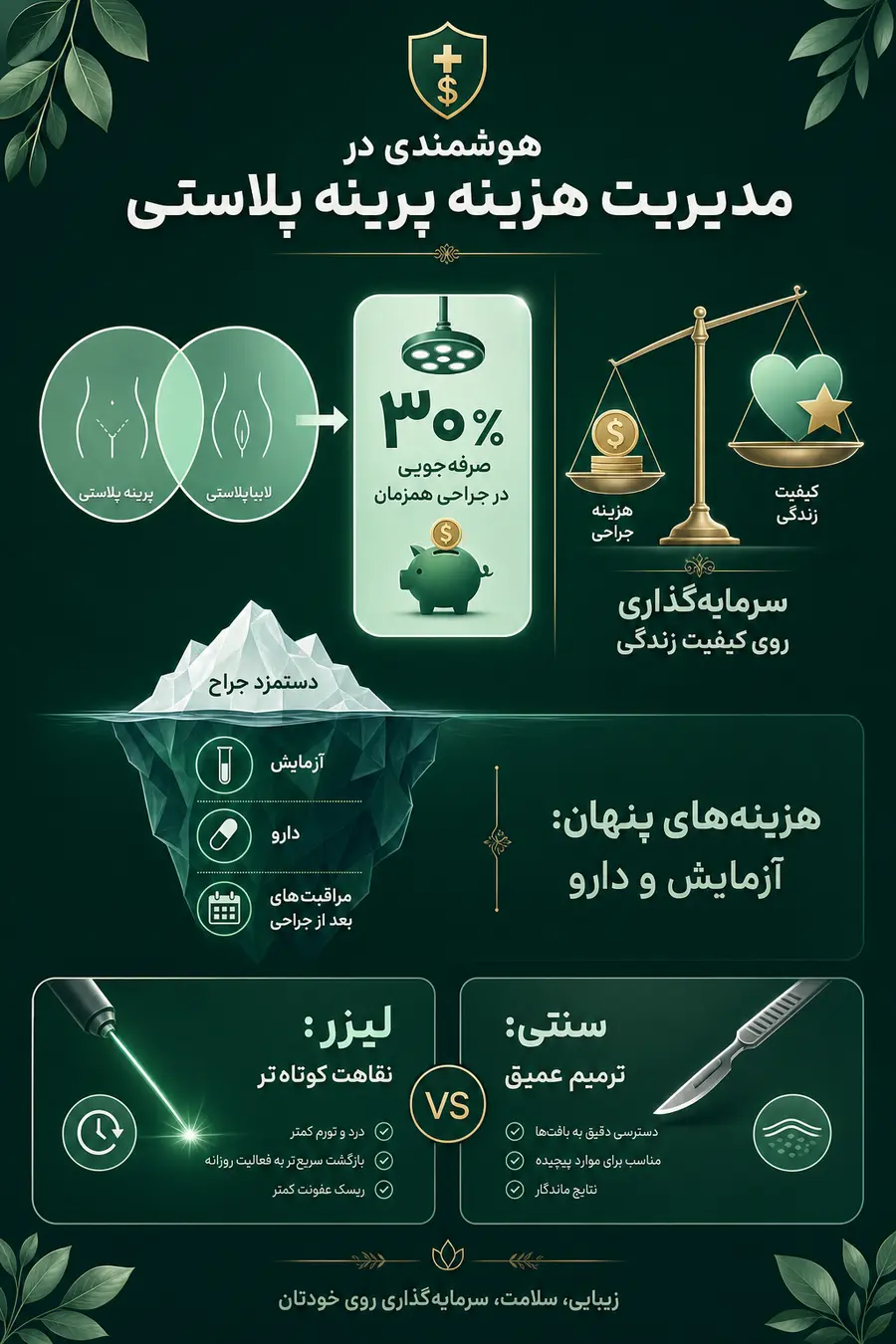 اینفوگرافیک هزینه عمل پرینه پلاستی