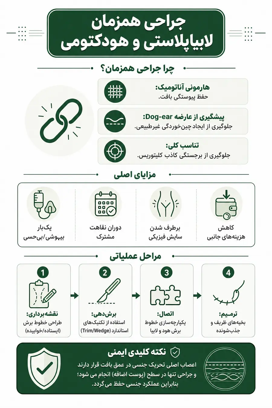 اینفوگرافیک - جراحی همزمان لابیاپلاستی و هودکتومی