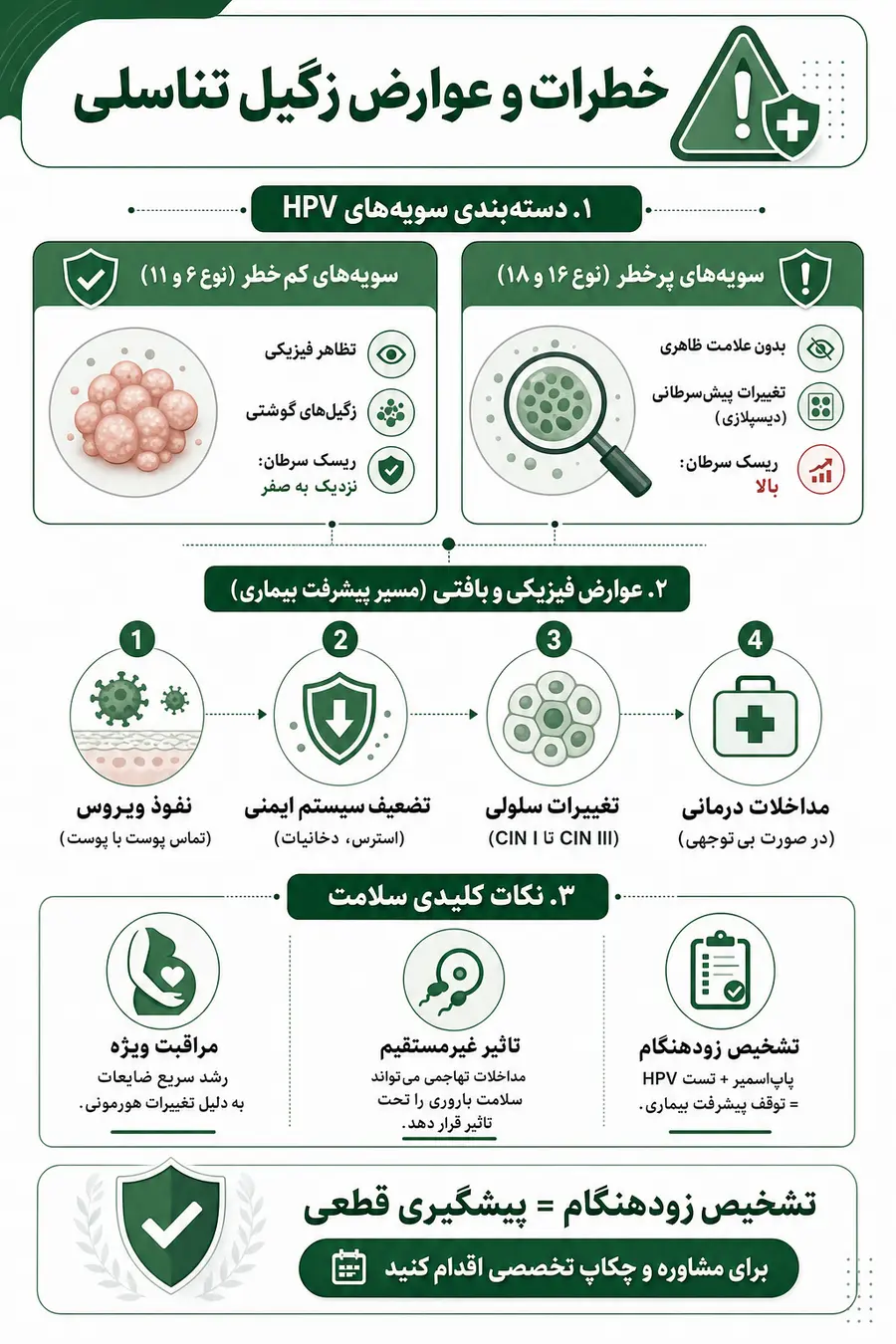 اینفوگرافیک - راهنمای خطرات و عوارض زگیل تناسلی